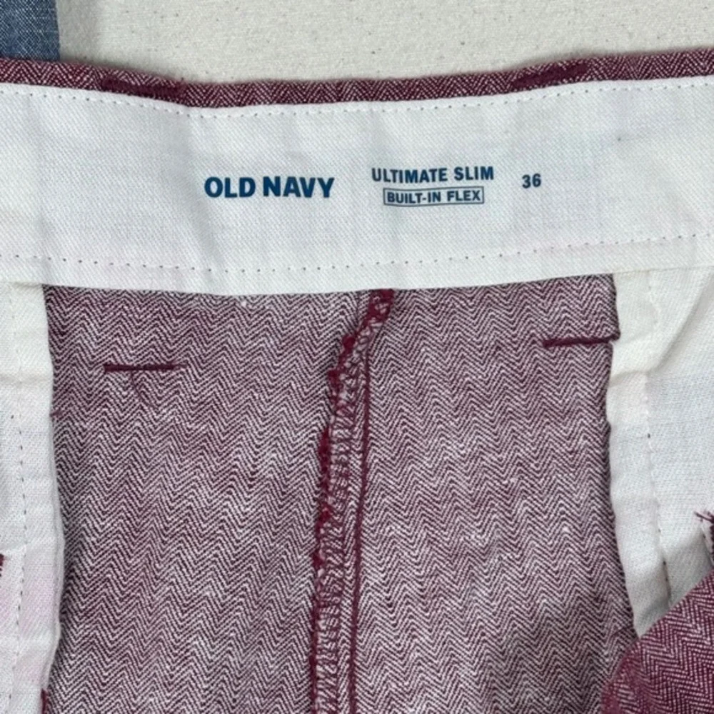 Old Navy Mens Ultimate Slim Shorts Bundle 36 Blue Burgundy Built-In Flex 2 Pair
